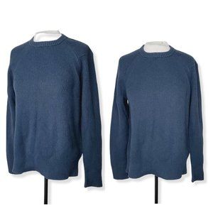 BANANA REPUBLIC Teal Ribbed Crew Neck Cotton/Wool Sweater